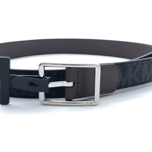 Michael Kors ML Logo Reversible Black Brown Leather Belt 34” - Picture 5 of 6